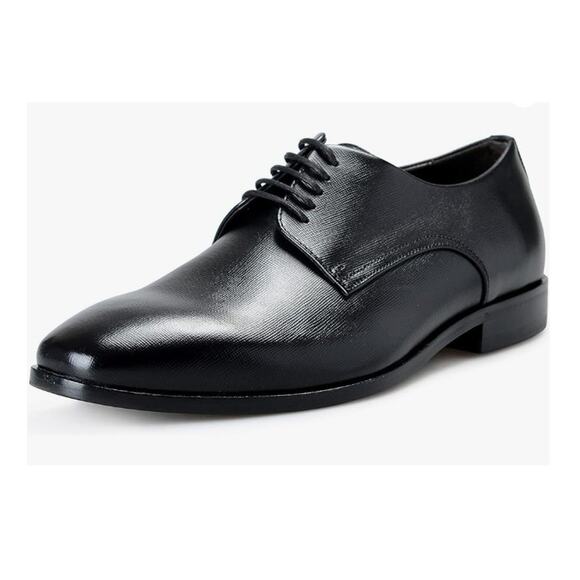 HUGO BOSS Highline Derb Pr1 Textured Leather Derby Shoes Black Mens Size US 10 - Picture 1 of 12